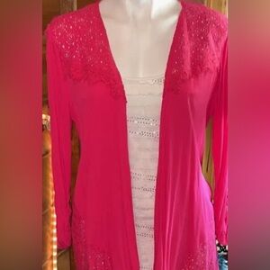 Kim Rogers hot pink light cardigan size large
